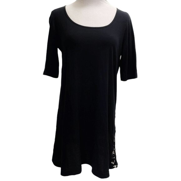 Johnny Was 4 Love & Liberty Small Top Blouse Embroidered Black Boho Short Sleeve - Picture 1 of 6